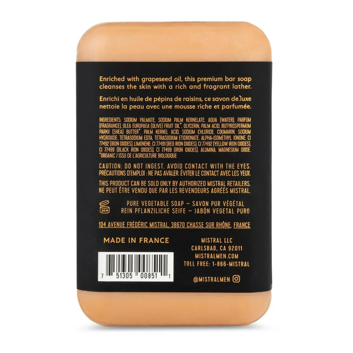 Mistral Golden Tobacco Men's Luxury Soap 250g
