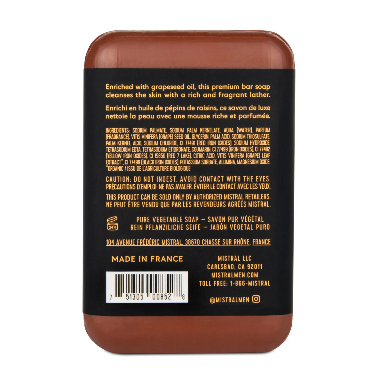Mistral Mahogany Rum Men's Luxury Soap 250g