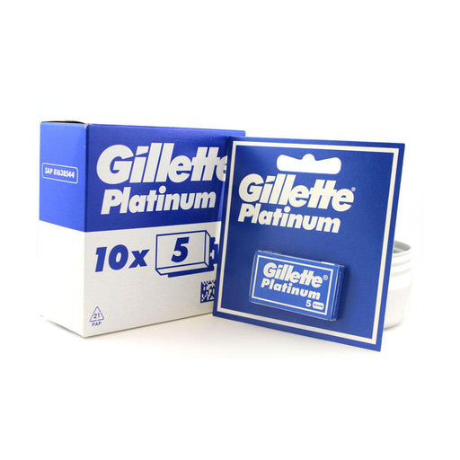 50x Gillette Platinum Razor Blades (blue pack) - FineShave
