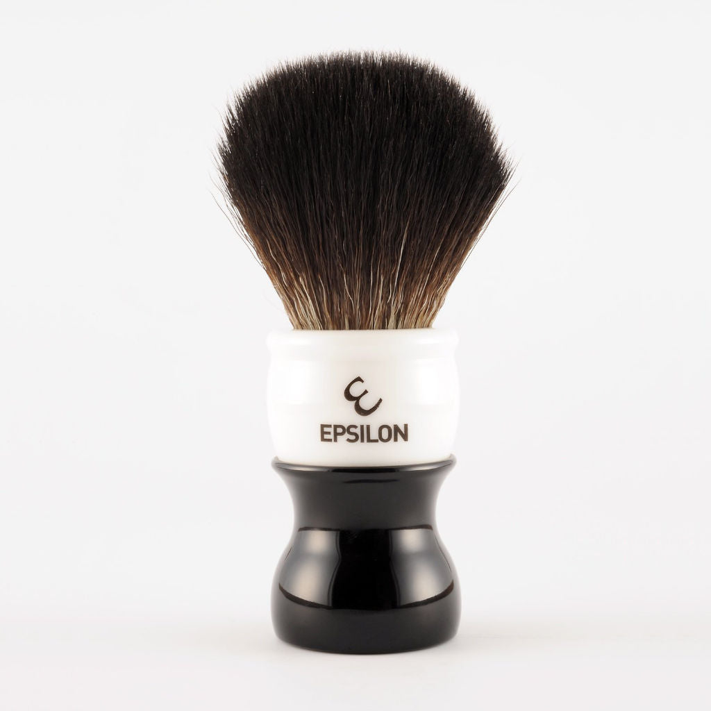 Epsilon Black Fibre Shaving Brush (26mm Knot : Black & White Handle) - 1.jpg
