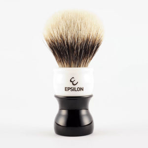Epsilon Two Band Badger Shaving Brush (26mm Knot : Black & White Handle) - 1.jpg