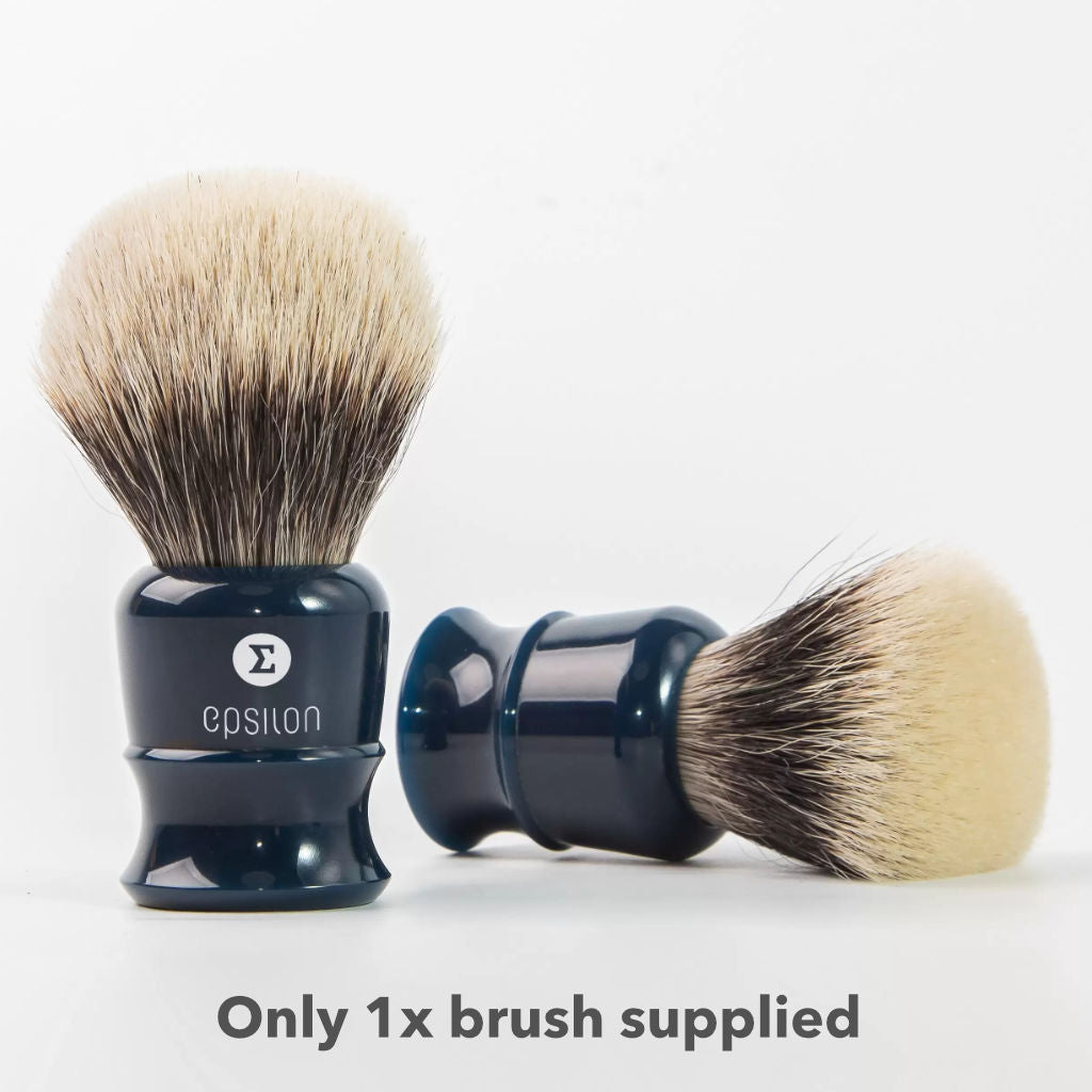 Epsilon Two Band Badger Shaving Brush (26mm Knot : Blue Handle) - 1.jpg