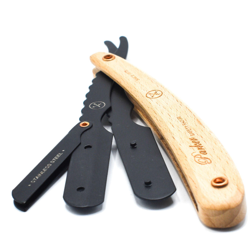 Parker Shavette Barber Razor SRPBA - Stainless Steel with premium black finish & Wooden Handle - 2.jpg