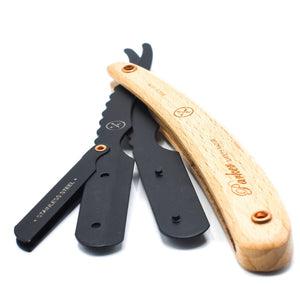 Parker Shavette Barber Razor SRPBA - Stainless Steel with premium black finish & Wooden Handle - 2.jpg