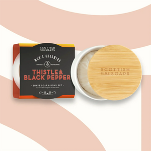 Scottish Fine Soaps Shave Soap & Bowl 100g (Thistle & Black Pepper)