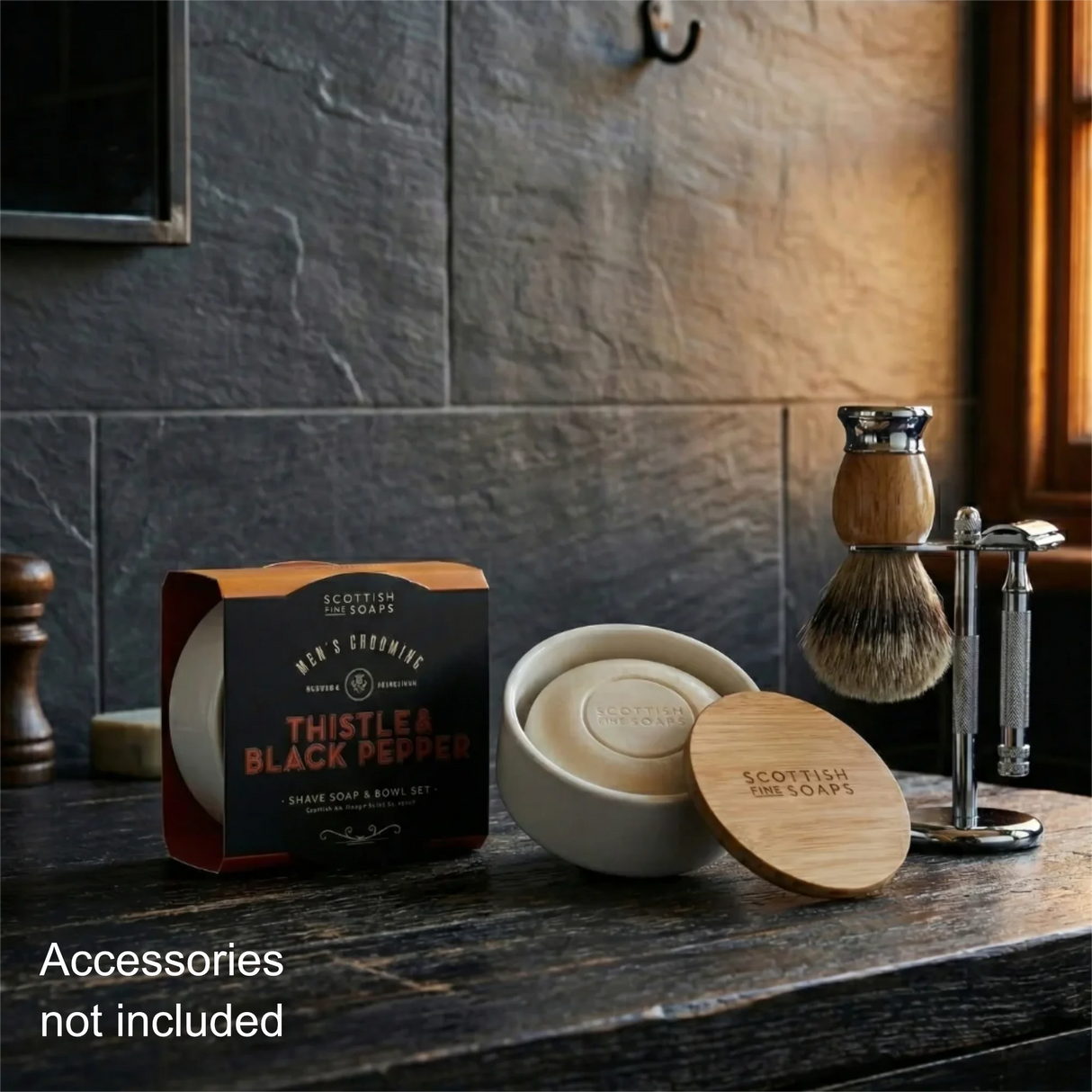 Scottish Fine Soaps Shave Soap & Bowl 100g (Thistle & Black Pepper)