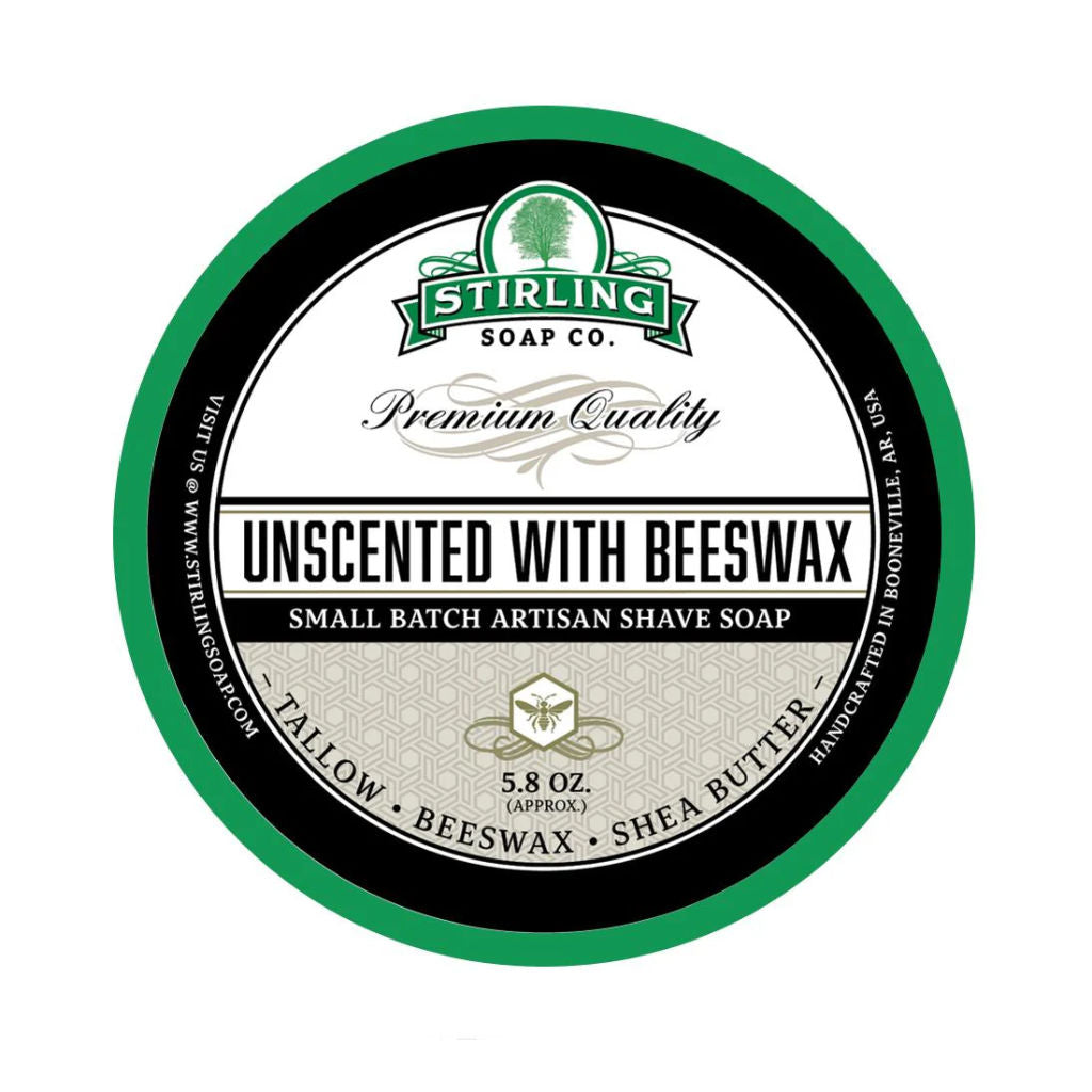 Stirling Soap Co (Unscented with Beeswax) Artisan Shaving Soap 170ml - 1.jpg