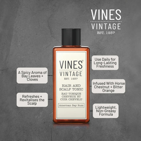 Vines Vintage American Bay Rum Hair & Scalp Tonic 200ml - FineShave