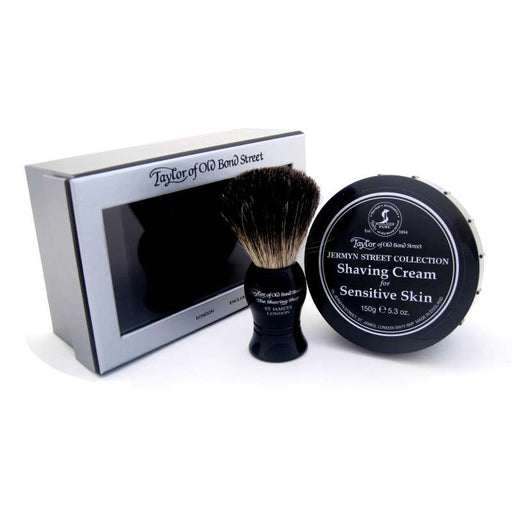 Taylor of Old Bond Street Pure Badger Brush & Jermyn St Shaving Cream Gift Box - FineShave