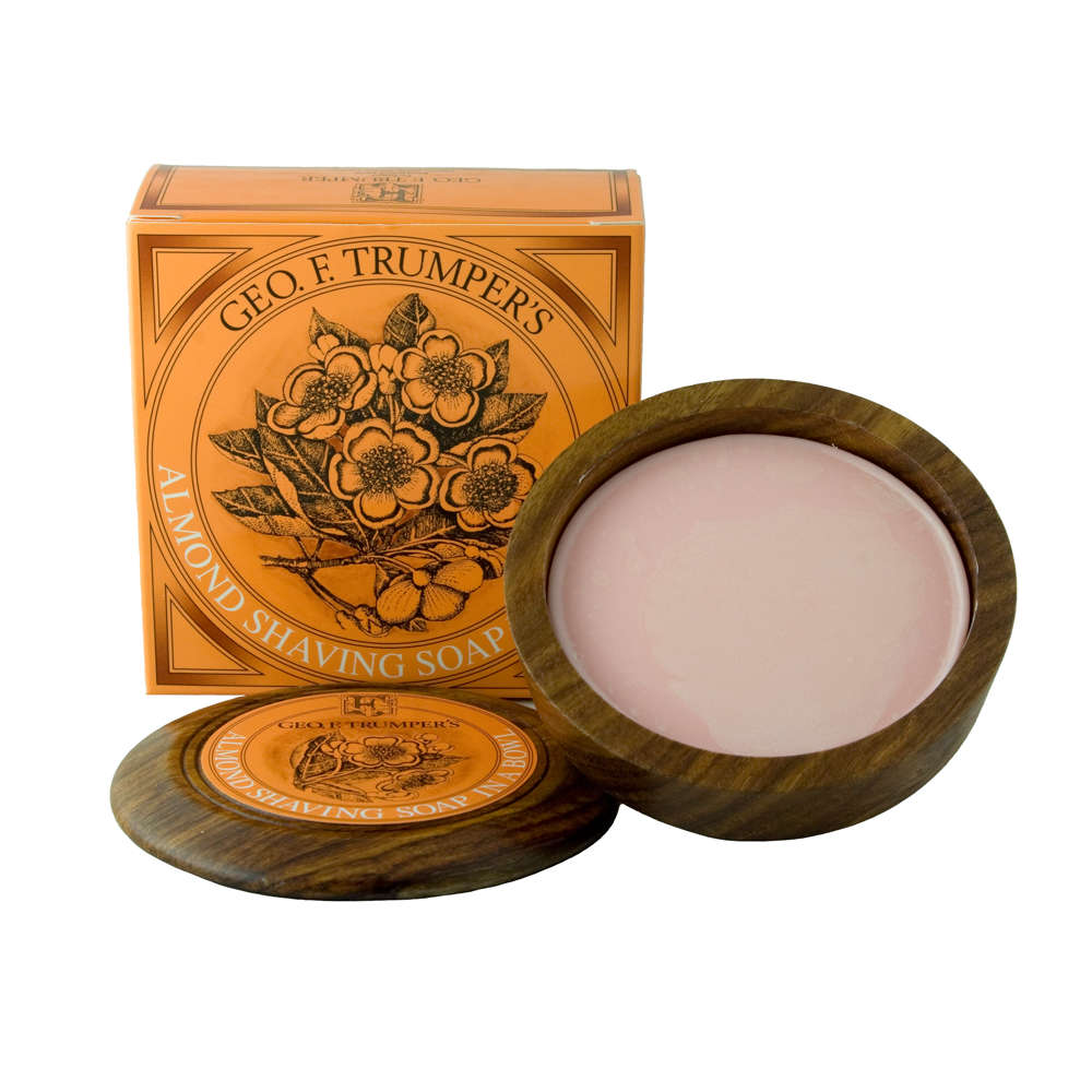 Geo. F. Trumper Almond Hard Shaving Soap 80g Wooden Bowl - FineShave