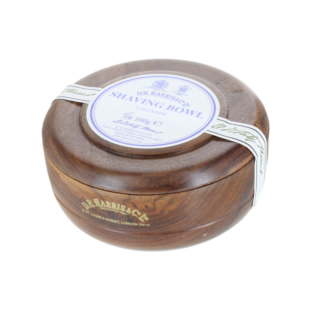 D R Harris Lavender Shaving Soap Bowl (Mahogany) - FineShave